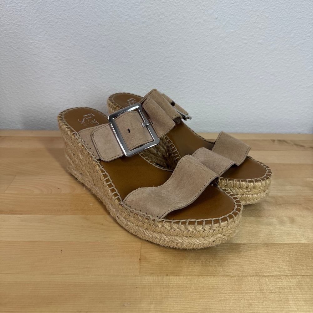 Franco Sarto Coastal Tan Suede Espadrille Wedge Sandals Silver Buckle Womens 7M - Picture 9 of 9